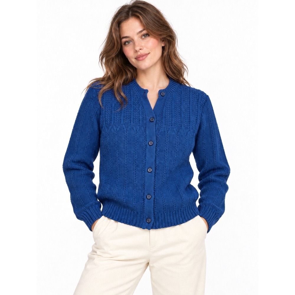 Pendleton Vintage 100% Virgin Wool Pointelle Cardigan Blue Size 36 USA Made